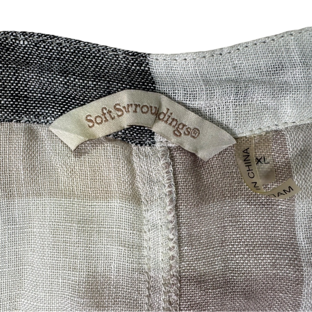 Soft Surroundings Women's X Large Plaid 100% Linen Top sleeveless button front - Picture 10 of 11